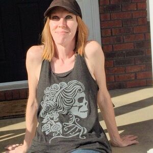 “Love Me Forever” Skull Cameo Racerback Tank Top